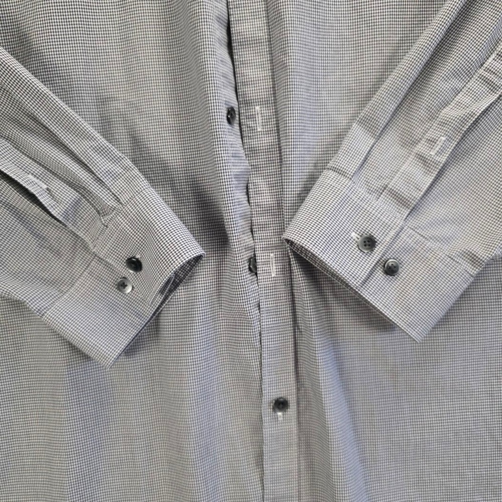 Calvin Klein Mens XXL Infinite Cool Non-Iron Button Down Shirt Black White Check - Picture 6 of 12